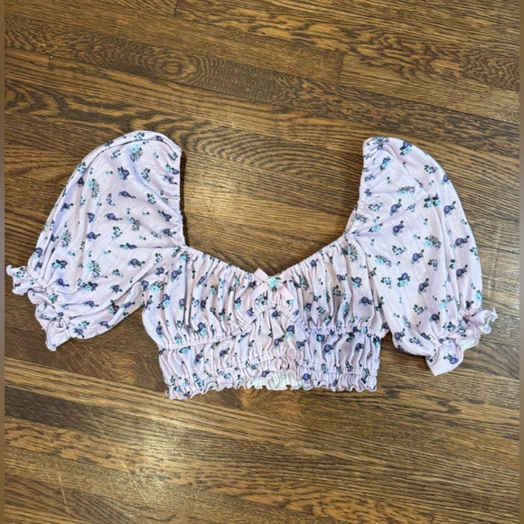 NWOT Never Worn For Love And Lemons Purple Pajama Set with Puff Sleeves Size XS - Picture 9 of 10